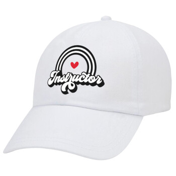 Instructor, Adult Baseball Cap White 5-panel (POLYESTER, ADULT, UNISEX, ONE SIZE)