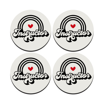 Instructor, SET of 4 round wooden coasters (9cm)