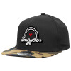 Adult Flat Snapback Hat Black/Camouflage, (100% COTTON TWILL, ADULT, UNISEX, ONE SIZE)