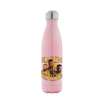 Karim Benzema, Metal mug thermos Pink Iridiscent (Stainless steel), double wall, 500ml