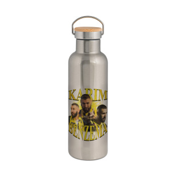 Karim Benzema, Stainless steel Silver with wooden lid (bamboo), double wall, 750ml