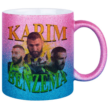 Karim Benzema, Κούπα Χρυσή/Μπλε Glitter, κεραμική, 330ml