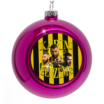 Karim Benzema, Purple Christmas tree ornament bauble 8cm