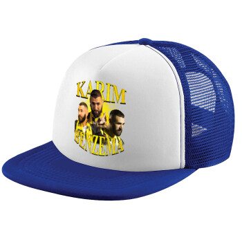 Karim Benzema, Adult Soft Trucker Hat with Blue/White Mesh (POLYESTER, ADULT, UNISEX, ONE SIZE)