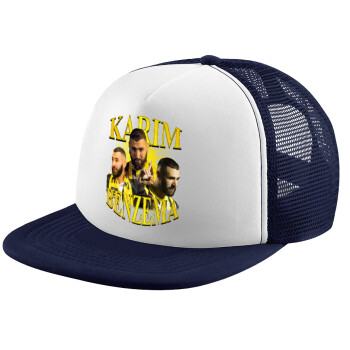 Karim Benzema, Adult Soft Trucker Hat with Dark Blue/White Mesh (POLYESTER, ADULT, UNISEX, ONE SIZE)