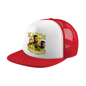 Karim Benzema, Καπέλο Ενηλίκων Soft Trucker με Δίχτυ Red/White (POLYESTER, ΕΝΗΛΙΚΩΝ, UNISEX, ONE SIZE)