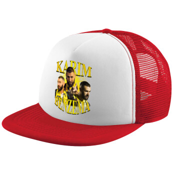 Karim Benzema, Καπέλο Ενηλίκων Soft Trucker με Δίχτυ Red/White (POLYESTER, ΕΝΗΛΙΚΩΝ, UNISEX, ONE SIZE)