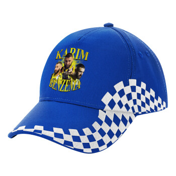 Karim Benzema, Adult Ultimate BLUE RACING Cap, (100% COTTON DRILL, ADULT, UNISEX, ONE SIZE)