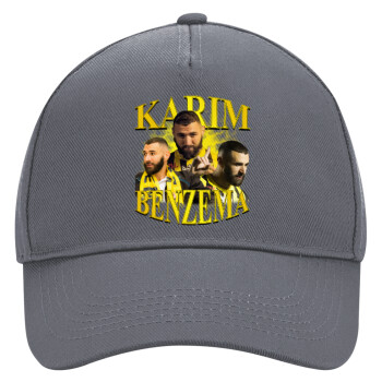 Karim Benzema, Ultimate Adult Hat Grey, (100% COTTON DRILL, ADULT, UNISEX, ONE SIZE)