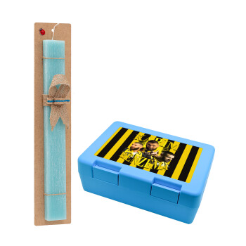 Karim Benzema, Easter Set, children's snack container BLUE & Easter aromatic flat candle (30cm) (TURQUOISE)