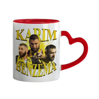 Karim Benzema, Mug heart red handle, ceramic, 330ml