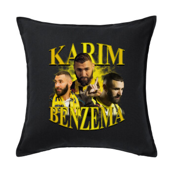 Karim Benzema, Sofa cushion black 50x50cm includes filling