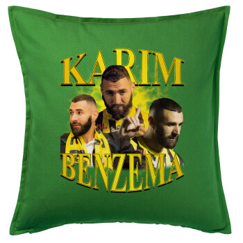 Karim Benzema, Sofa cushion Green 50x50cm includes filling