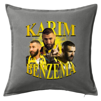 Karim Benzema, Μαξιλάρι καναπέ Γκρι 100% βαμβάκι, περιέχεται το γέμισμα (50x50cm)