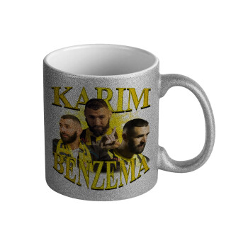 Karim Benzema, Κούπα Ασημένια Glitter που γυαλίζει, κεραμική, 330ml