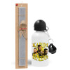 Easter Set, metallic aluminum water bottle (500ml) & aromatic flat Easter candle (30cm) (GRAY)