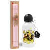 Easter Set, metallic aluminum bottle (500ml) & aromatic flat Easter candle (30cm) (PINK)