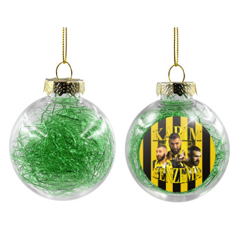 Karim Benzema, Transparent Christmas tree ball ornament with green filling 8cm