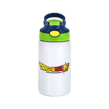 DragonBallZ, Children's hot water bottle, stainless steel, with safety straw, green, blue (350ml)