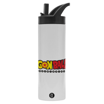 DragonBallZ, Metallic thermos bottle with straw & handle, stainless steel (Stainless steel 304), double-walled, 600ml.