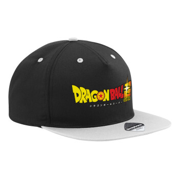 DragonBallZ, Adult Flat Snapback Hat Black/Grey, (100% COTTON TWILL, ADULT, UNISEX, ONE SIZE)