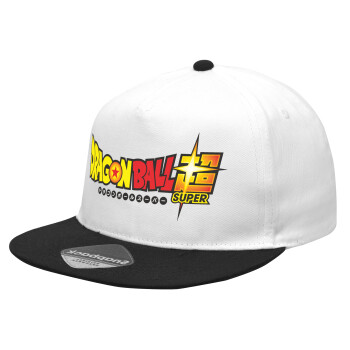 DragonBallZ, Καπέλο Ενηλίκων Flat Snapback Λευκό/Μαύρο, (100% ΒΑΜΒΑΚΕΡΟ Twill, ΕΝΗΛΙΚΩΝ, UNISEX, ONE SIZE)