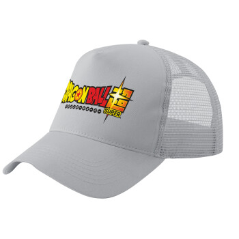 DragonBallZ, Adult Structured Trucker Hat, with Mesh, GRAY (100% COTTON, ADULT, UNISEX, ONE SIZE)