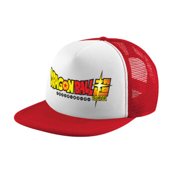 DragonBallZ, Adult Soft Trucker Hat with Red/White Mesh (POLYESTER, ADULT, UNISEX, ONE SIZE)