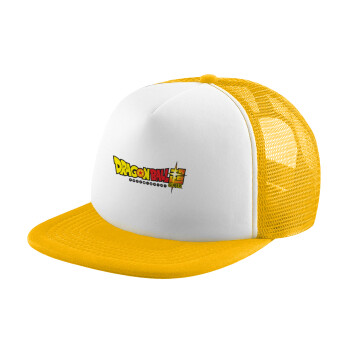 DragonBallZ, Adult Soft Trucker Hat with Yellow/White Mesh (POLYESTER, ADULT, UNISEX, ONE SIZE)