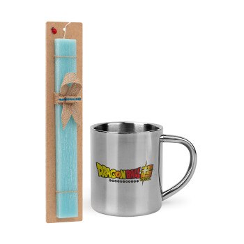 DragonBallZ, Easter Set, metallic thermal cup (300ml) & aromatic flat Easter candle (30cm) (TURQUOISE)