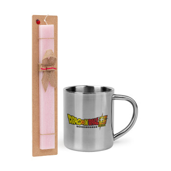 DragonBallZ, Easter Set, metallic thermal cup (300ml) & aromatic flat Easter candle (30cm) (PINK)