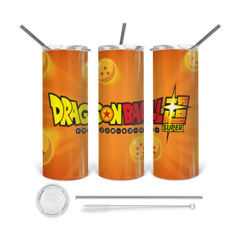 DragonBallZ, 360 Eco friendly ποτήρι θερμό (tumbler) από ανοξείδωτο ατσάλι 600ml, με μεταλλικό καλαμάκι & βούρτσα καθαρισμού