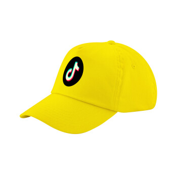 TikTok, Child's Baseball Cap, 100% Cotton Twill, Yellow (COTTON, CHILD, UNISEX, ONE SIZE)