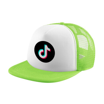 TikTok, Adult Soft Trucker Hat with Mesh GREEN/WHITE (POLYESTER, ADULT, ONE SIZE)