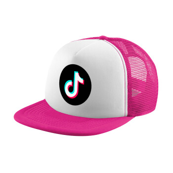 TikTok, Adult Soft Trucker Hat with Pink/White Mesh (POLYESTER, ADULT, UNISEX, ONE SIZE)