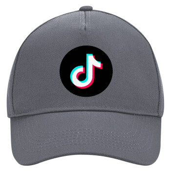 TikTok, Ultimate Adult Hat Grey, (100% COTTON DRILL, ADULT, UNISEX, ONE SIZE)