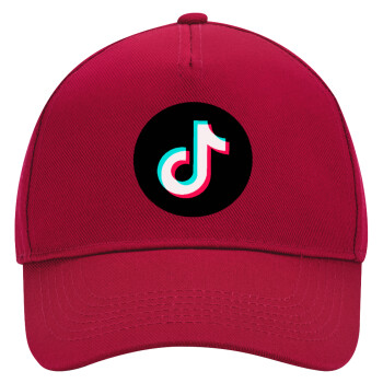 TikTok, Adult Ultimate Hat RED, (100% COTTON DRILL, ADULT, UNISEX, ONE SIZE)