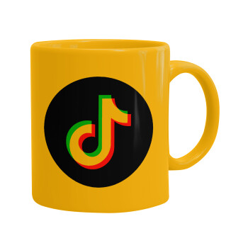 TikTok, Ceramic coffee mug yellow, 330ml