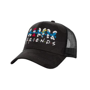 Friends Smurfs, Adult Structured Trucker Hat, with Mesh, Dark Army (100% COTTON, ADULT, UNISEX, ONE SIZE)