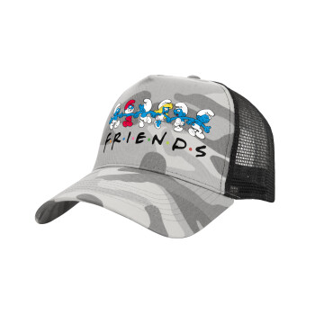 Friends Smurfs, Adult Structured Trucker Hat, with Mesh, (Camouflage) Army Camo (100% COTTON, ADULT, UNISEX, ONE SIZE)