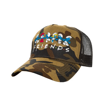 Friends Smurfs, Καπέλο Ενηλίκων Structured Trucker, με Δίχτυ, (παραλλαγή) Army (100% ΒΑΜΒΑΚΕΡΟ, ΕΝΗΛΙΚΩΝ, UNISEX, ONE SIZE)