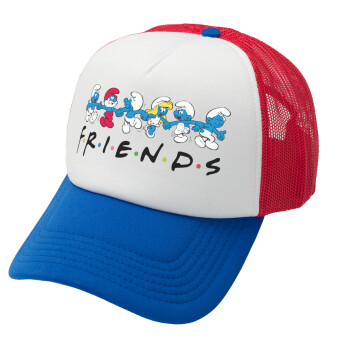 Friends Smurfs, Καπέλο Ενηλίκων Soft Trucker με Δίχτυ Red/Blue/White (POLYESTER, ΕΝΗΛΙΚΩΝ, UNISEX, ONE SIZE)