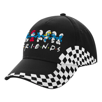 Friends Smurfs, Adult Ultimate BLACK RACING Cap, (100% COTTON DRILL, ADULT, UNISEX, ONE SIZE)