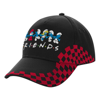 Friends Smurfs, Adult Cap RACING Ultimate Black/Red, (100% COTTON DRILL, ADULT, UNISEX, ONE SIZE)