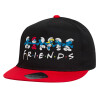 Children's Flat Snapback Hat, Black/Red (100% COTTON, CHILDREN'S, UNISEX, ONE SIZE)