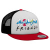 Adult Foam Flat Snapback with Mesh Red-White-Black (POLYESTER, ADULT, UNISEX, ONE SIZE)