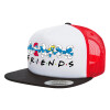 Adult Foam Flat Snapback with Mesh Black-White-Red (POLYESTER, ADULT, UNISEX, ONE SIZE)