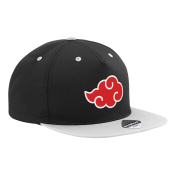 Naruto  Akatsuki Cloud, Adult Flat Snapback Hat Black/Grey, (100% COTTON TWILL, ADULT, UNISEX, ONE SIZE)