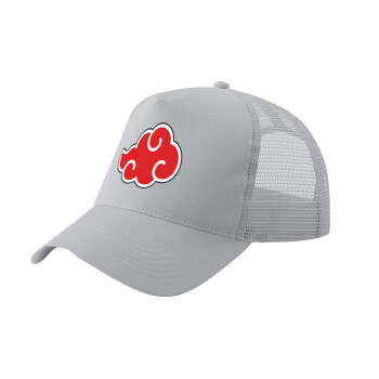 Naruto  Akatsuki Cloud, Adult Structured Trucker Hat, with Mesh, GRAY (100% COTTON, ADULT, UNISEX, ONE SIZE)