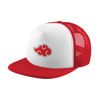 Naruto  Akatsuki Cloud, Καπέλο παιδικό Soft Trucker με Δίχτυ ΚΟΚΚΙΝΟ/ΛΕΥΚΟ (POLYESTER, ΠΑΙΔΙΚΟ, ONE SIZE)